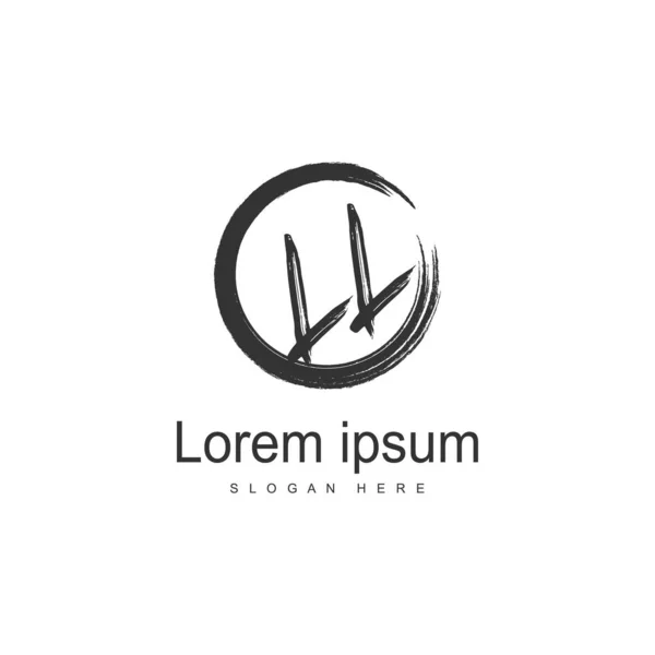 Plantilla de logotipo LL inicial con marco moderno. Ilustración de vector de logotipo de letra LL minimalista — Archivo Imágenes Vectoriales