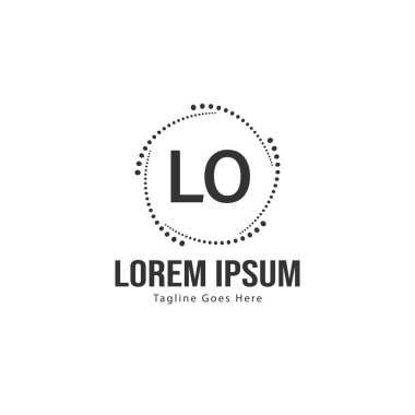 Modern çerçeveli ilk Lo logo şablonu. Minimalist Lo harf logo vektör illüstrasyon