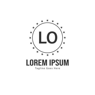Modern çerçeveli ilk Lo logo şablonu. Minimalist Lo harf logo vektör illüstrasyon