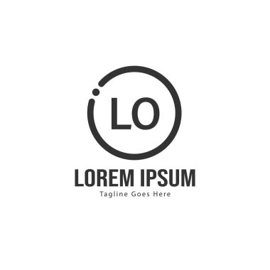 Modern çerçeveli ilk Lo logo şablonu. Minimalist Lo harf logo vektör illüstrasyon