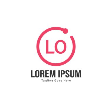 Modern çerçeveli ilk Lo logo şablonu. Minimalist Lo harf logo vektör illüstrasyon