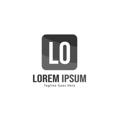 Modern çerçeveli ilk Lo logo şablonu. Minimalist Lo harf logo vektör illüstrasyon
