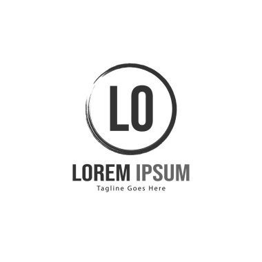 Modern çerçeveli ilk Lo logo şablonu. Minimalist Lo harf logo vektör illüstrasyon