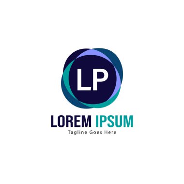 Modern çerçeveile ilk Lq logo şablonu. Minimalist Lq harfi logo vektör illüstrasyon