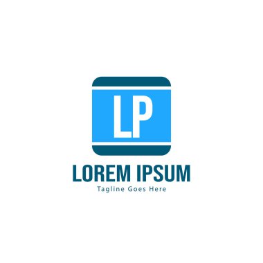 Modern çerçeveile ilk Lq logo şablonu. Minimalist Lq harfi logo vektör illüstrasyon