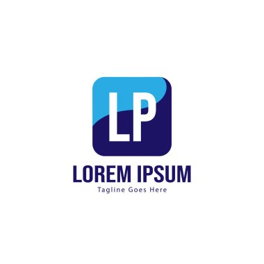 Modern çerçeveile ilk Lq logo şablonu. Minimalist Lq harfi logo vektör illüstrasyon