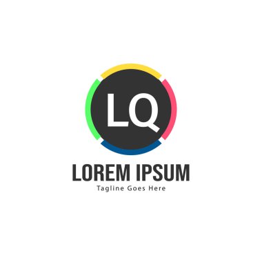 Modern çerçeveile ilk Lq logo şablonu. Minimalist Lq harfi logo vektör illüstrasyon