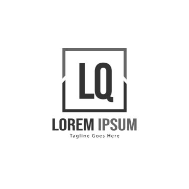 Modern çerçeveile ilk Lq logo şablonu. Minimalist Lq harfi logo vektör illüstrasyon