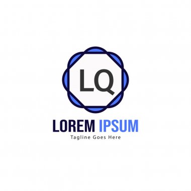 Modern çerçeveile ilk Lq logo şablonu. Minimalist Lq harfi logo vektör illüstrasyon