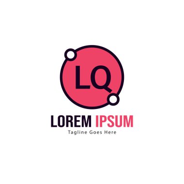 Modern çerçeveile ilk Lq logo şablonu. Minimalist Lq harfi logo vektör illüstrasyon
