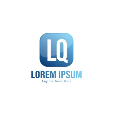 Modern çerçeveile ilk Lq logo şablonu. Minimalist Lq harfi logo vektör illüstrasyon