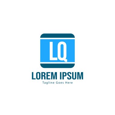 Modern çerçeveile ilk Lq logo şablonu. Minimalist Lq harfi logo vektör illüstrasyon