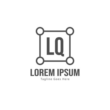 Modern çerçeveile ilk Lq logo şablonu. Minimalist Lq harfi logo vektör illüstrasyon