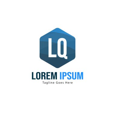 Modern çerçeveile ilk Lq logo şablonu. Minimalist Lq harfi logo vektör illüstrasyon