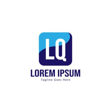Modern çerçeveile ilk Lq logo şablonu. Minimalist Lq harfi logo vektör illüstrasyon