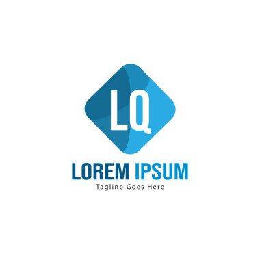 Modern çerçeveile ilk Lq logo şablonu. Minimalist Lq harfi logo vektör illüstrasyon