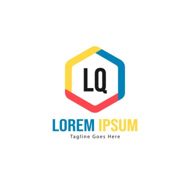 Modern çerçeveile ilk Lq logo şablonu. Minimalist Lq harfi logo vektör illüstrasyon