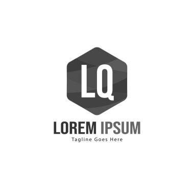 Modern çerçeveile ilk Lq logo şablonu. Minimalist Lq harfi logo vektör illüstrasyon