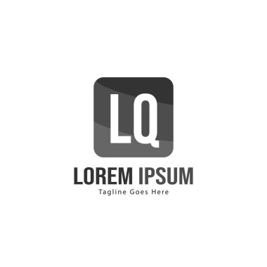 Modern çerçeveile ilk Lq logo şablonu. Minimalist Lq harfi logo vektör illüstrasyon