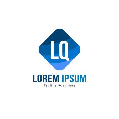 Modern çerçeveile ilk Lq logo şablonu. Minimalist Lq harfi logo vektör illüstrasyon