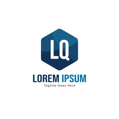 Modern çerçeveile ilk Lq logo şablonu. Minimalist Lq harfi logo vektör illüstrasyon