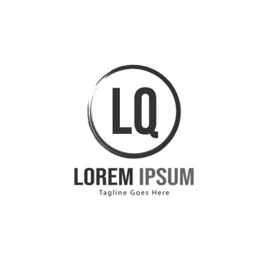 Modern çerçeveile ilk Lq logo şablonu. Minimalist Lq harfi logo vektör illüstrasyon