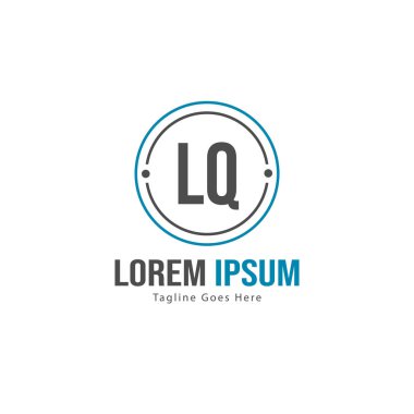 Modern çerçeveile ilk Lq logo şablonu. Minimalist Lq harfi logo vektör illüstrasyon