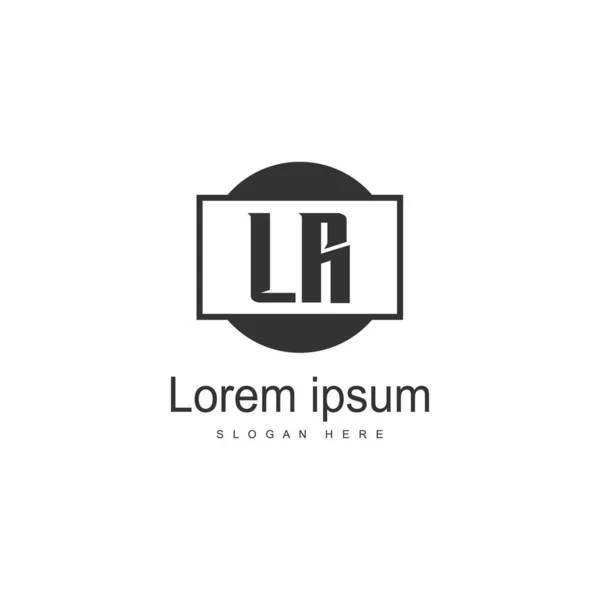 Plantilla inicial de logo LR con marco moderno. Ilustración de vector de logotipo de letra LR minimalista — Archivo Imágenes Vectoriales