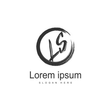 Modern çerçeveile ilk Ls logo şablonu. Minimalist Ls harf logosu vektör illüstrasyon