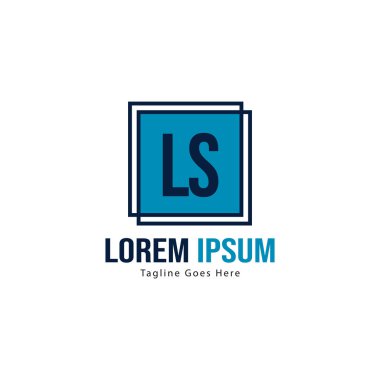 Modern çerçeveile ilk Ls logo şablonu. Minimalist Ls harf logosu vektör illüstrasyon