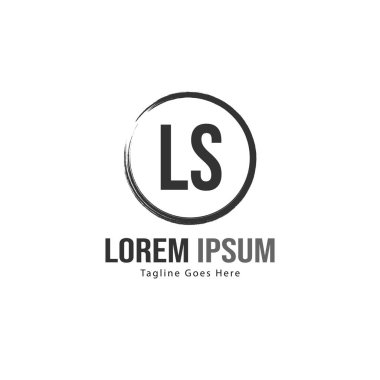 Modern çerçeveile ilk Ls logo şablonu. Minimalist Ls harf logosu vektör illüstrasyon