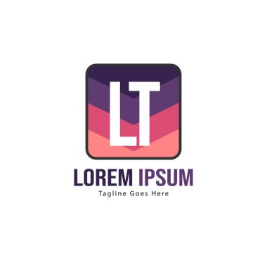 Modern çerçeveli ilk Lt logo şablonu. Minimalist Lt harf logo vektör illüstrasyon