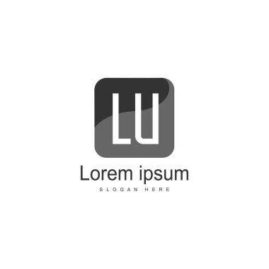 Modern çerçeveli ilk Lu logo şablonu. Minimalist Lu harf logo vektör illüstrasyon