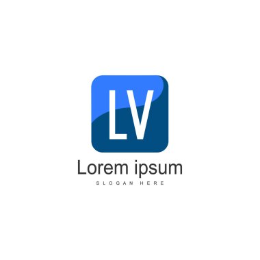 Modern çerçeveile ilk Lv logo şablonu. Minimalist Lv harf logo vektör illüstrasyon