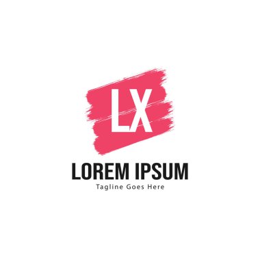 Modern çerçeveile ilk Lx logo şablonu. Minimalist Lx harf logo vektör illüstrasyon