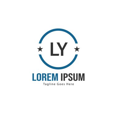 Modern çerçeveli ilk Ly logo şablonu. Minimalist Ly harfi logo vektör illüstrasyon