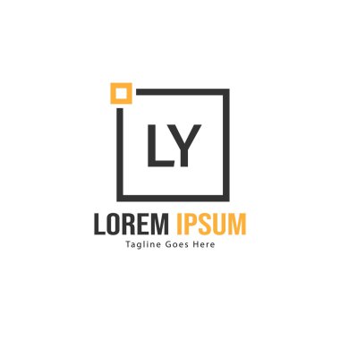 Modern çerçeveli ilk Ly logo şablonu. Minimalist Ly harfi logo vektör illüstrasyon
