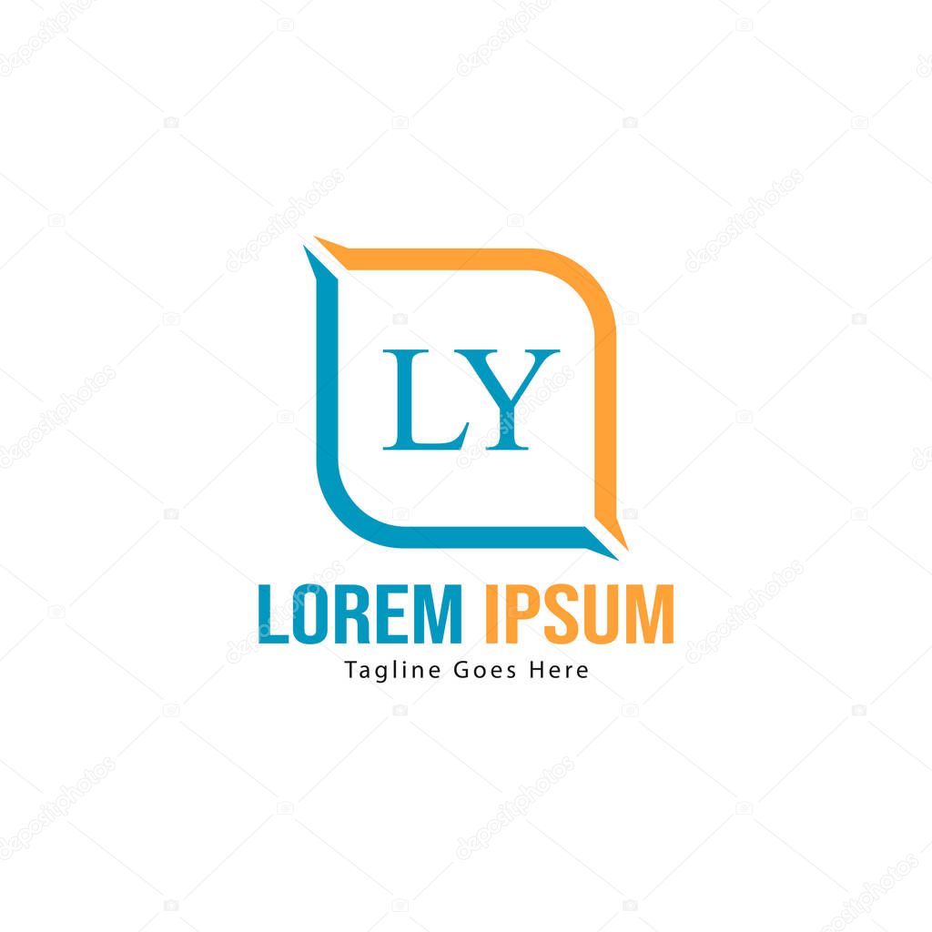 Initial LY logo template with modern frame. Minimalist LY letter logo vector illustration