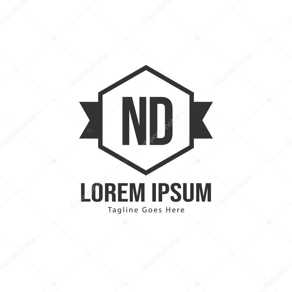 Initial ND logo template with modern frame. Minimalist ND letter logo vector illustration