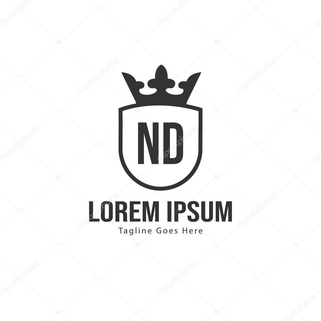 Initial ND logo template with modern frame. Minimalist ND letter logo vector illustration