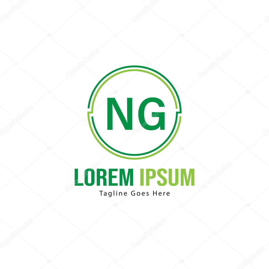 Initial NG logo template with modern frame. Minimalist NG letter logo vector illustration