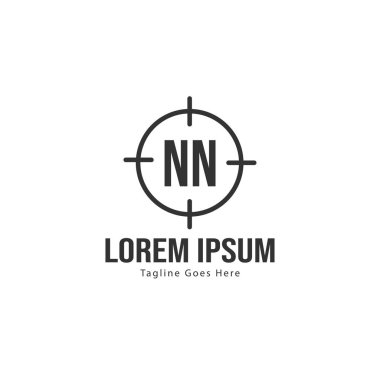 Modern çerçeveli ilk Nn logo şablonu. Minimalist Nn harf logo vektör illüstrasyon
