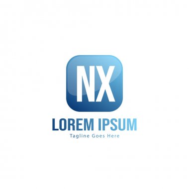 Modern çerçeveli ilk Nx logo şablonu. Minimalist Nx harf logo vektör illüstrasyon