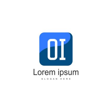Modern çerçeveile ilk Oi logo şablonu. Minimalist Oi harf logo vektör illüstrasyon