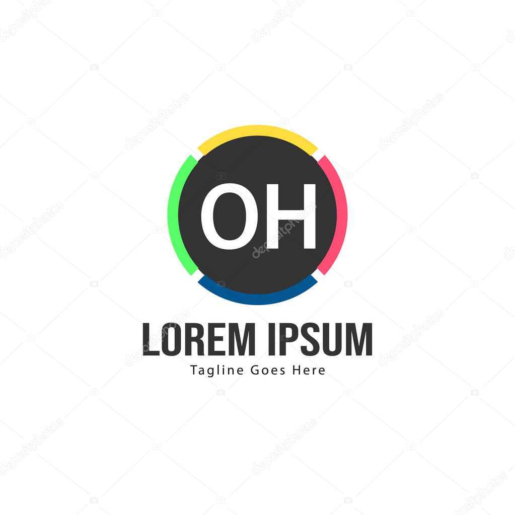 Initial OH logo template with modern frame. Minimalist OH letter logo vector illustration