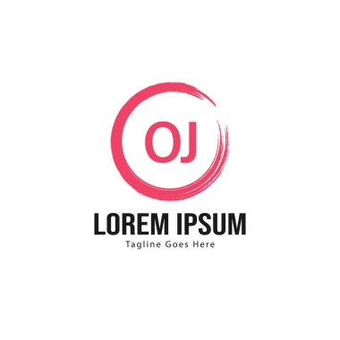 Modern çerçeve ile Ilk Oj logo şablonu. Minimalist Oj harf logo vektör illüstrasyon