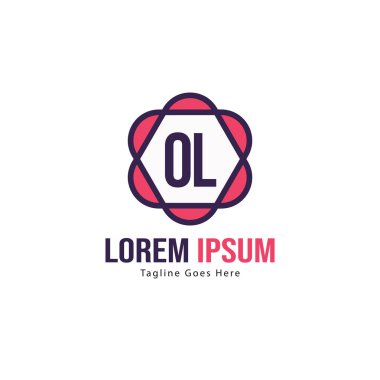 Modern çerçeveli ilk Ol logo şablonu. Minimalist Ol harf logo vektör illüstrasyon