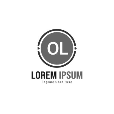 Modern çerçeveli ilk Ol logo şablonu. Minimalist Ol harf logo vektör illüstrasyon