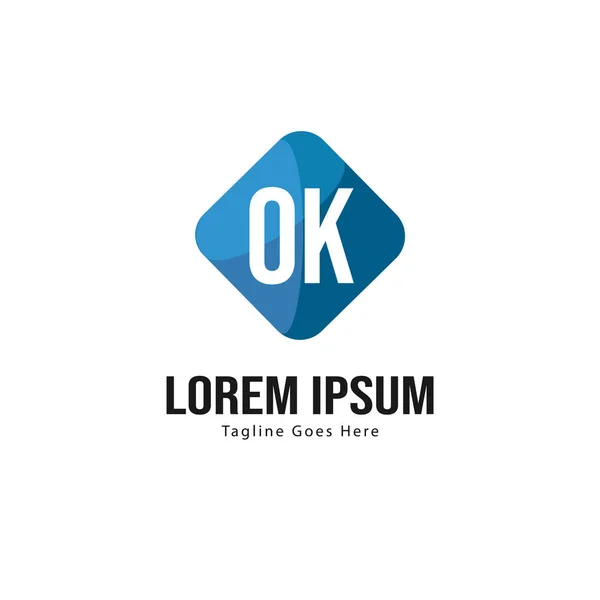 Eerste OK logo sjabloon met modern frame. Minimalistische OK letter logo vector illustratie — Stockvector
