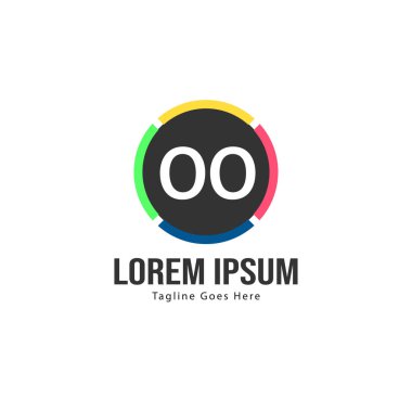 Modern çerçeveli ilk Oo logo şablonu. Minimalist Oo harf logo vektör illüstrasyon